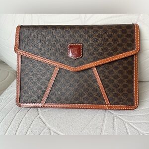 Celine Dark Brown and Tan Monogram Handbag/ Clutch
